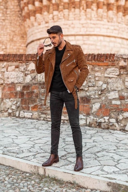 Brown Suede Jacket with Brown Chelsea Boots 